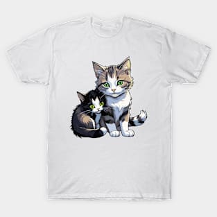 Cozy Companions: Mother Cat and Kitten T-Shirt